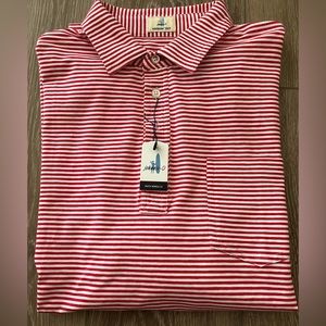 NWT Johnnie-O Mens striped Stretch Polo